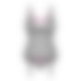 Корсет Obsessive Novenes corset & thong, XS/S, прозрачный, открытая спина, стринги в комплекте