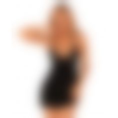 Сорочка Obsessive Selinne chemise & thong XL/2XL Black, стрінги, подвійні бретелі