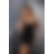 (SALE) Сорочка приталена EVANE CHEMISE black 4XL/5XL - Passion, трусики, з мереживом