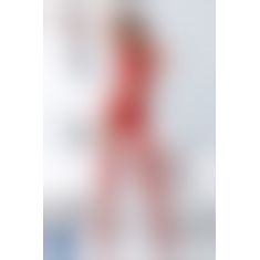 Бодистокинг Passion BS060 red, комбинезон, имитация трусиков и гольфиков