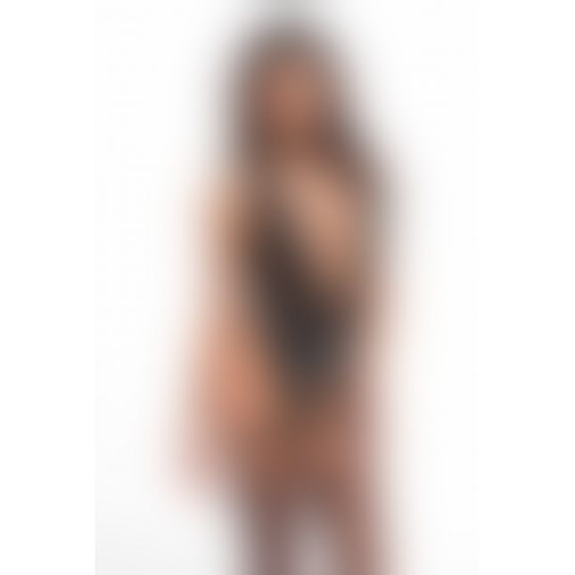 Боді Noir Handmade F297 Libido, S, чорне, мереживо, низ під латекс, відкритий доступ, гартери