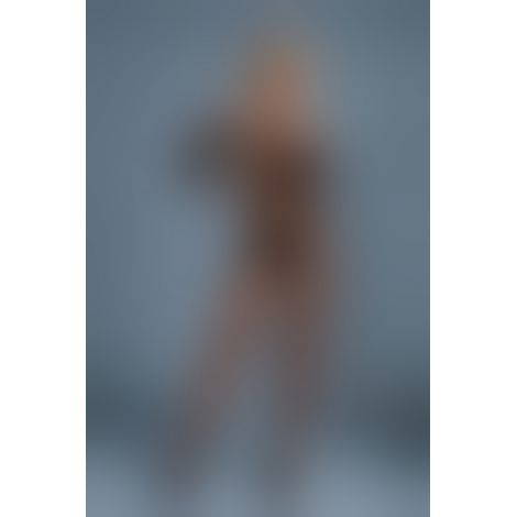 Бодістокінг Caprice Lingerie Model 10 One size Black, мереживо, відкритий доступ, довгий рукав