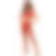 Комплект белья Obsessive Lacelove cupless 3-pcs set XS/S Red, бюстгальтер, стринги, пояс для чулок