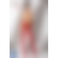 Эротические колготки-бодистокинг Passion S022 red, имитация цветочных чулочков и пояса для чулок