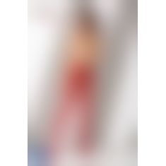 Эротические колготки-бодистокинг Passion S012 red, имитация чулок, пояса и ажурных трусиков