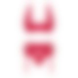 Комплект белья Obsessive Lacelove cupless 3-pcs set M/L Red, бюстгальтер, стринги, пояс для чулок