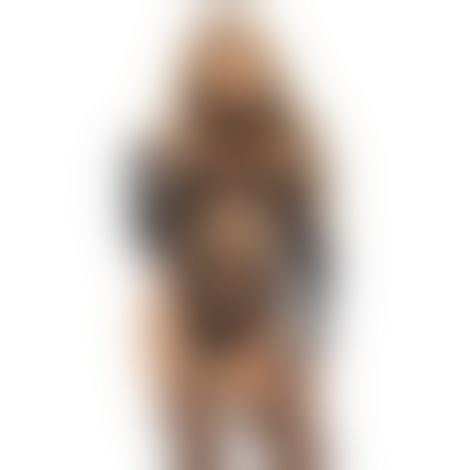 Бодістокінг 2 в 1 Leg Avenue Bodystocking with cutout teddy, One Size, чорний, панчохи-сітки і тедді