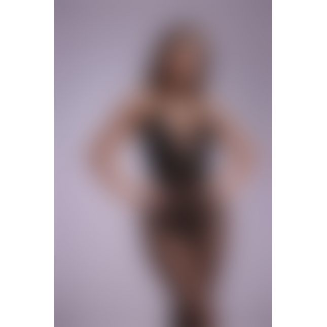 Бодістокінг - Christine Crotchless Bodystocking With Flowerlace Amara Black