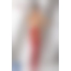 Сітчасті панчохи-стокінги Passion S016 One Size, Red, імітація ажурного пояса з гартерами
