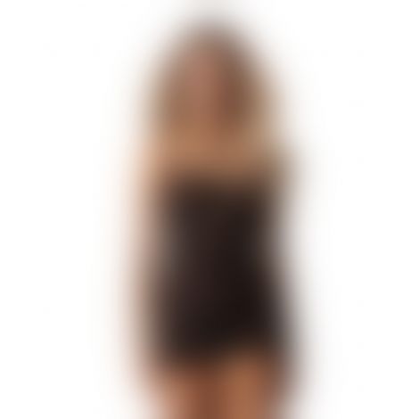 Бебі-дол Obsessive Arrowel Black chemise S/M, з декоративним чокером та гартерами