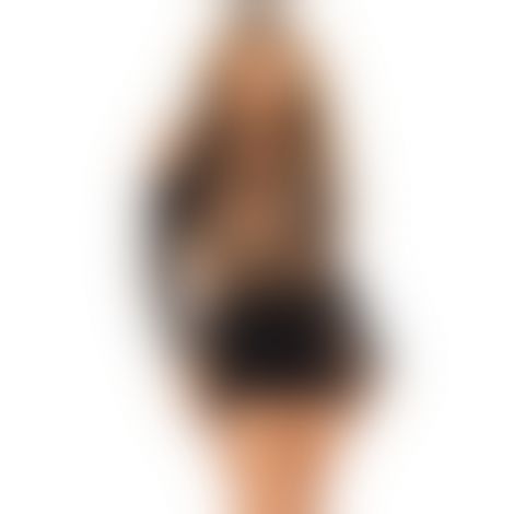 Мини-платье Leg Avenue Shredded cut-out mini dress, One Size, черное, длинный рукав, фигурные вырезы