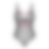 Боди Obsessive Novenes teddy, XS/S, прозрачное, чашки на косточках, декор в виде лент