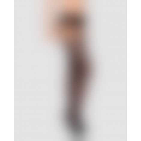 Сітчасті панчохи-стокінги з мереживним поясом Obsessive Garter stockings S307 XL/XXL, чорні