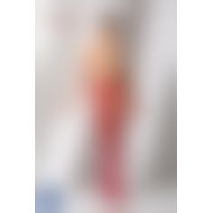 Сітчасті панчохи-стокінги Passion S020 One Size, Red, ажурний візерунок, імітація пояса з гартерами