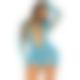 Бесшовное мини-платье Leg Avenue Long sleeve cut out mini dress One size Turquoise