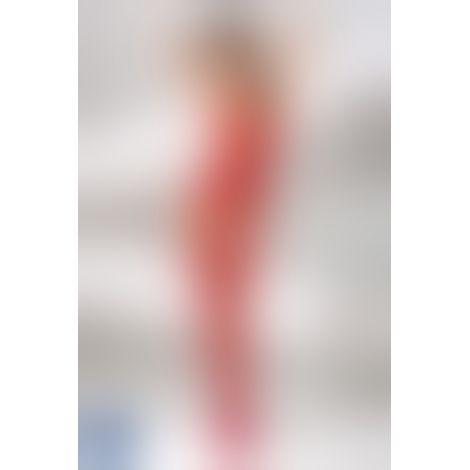 Бодістокінг Passion BS050 red, комбінезон, імітація панчох і пояса