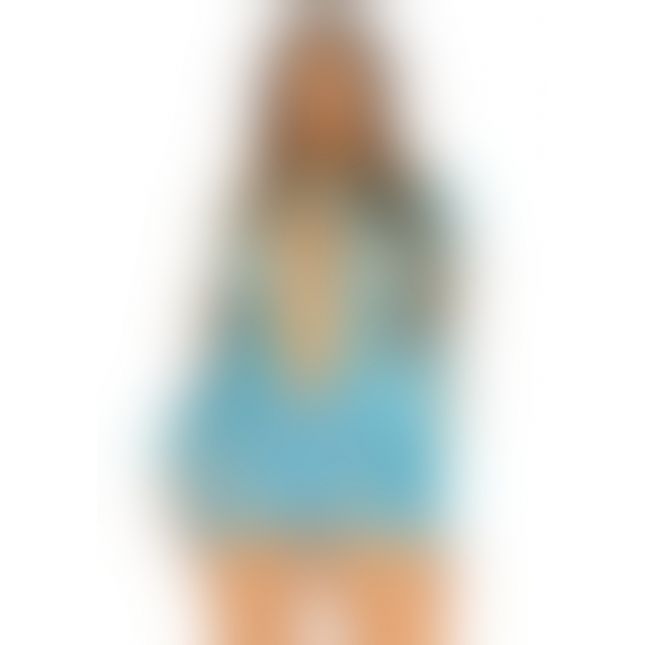 Бесшовное мини-платье Leg Avenue Long sleeve cut out mini dress One size Turquoise