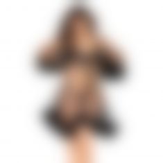 Прозорий халатик з пір'ям Art of Sex Naomi чорний L-2XL