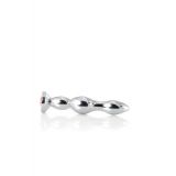 Silver anal plug TOYFA Metal with red round-shaped gem, length 12,2 cm, diameter 2-2,5 cm, weight 14