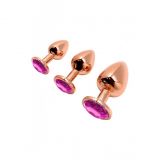 Анальна пробка Wooomy Tralalo Rose Gold Metal Plug MAGENTA S