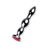Silver anal plug TOYFA Metal with red round-shaped gem, length 12,2 cm, diameter 2-2,5 cm, weight 14