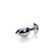 Silver anal plug TOYFA Metal with red round-shaped gem, length8 cm, diameter 2,4-4 cm, weight 140 gr