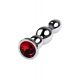 Silver anal plug TOYFA Metal with red round-shaped gem, length 12,2 cm, diameter 2-2,5 cm, weight 14