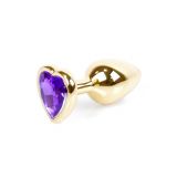 Анальна пробка - Jewellery Gold Heart Plug Purple