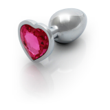 Анальна пробка - Ouch! Metal Butt Plug Small Silver/Rubellite Pink