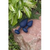Gvibe Gplug - Большая дизайнерская анальная пробка с вибрацией, 10.5х3.9 см (синий)