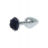 Анальна пробка - Jewellery Silver Rose Plug Black