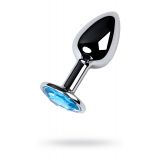 Анальный страз Metal By Toyfa, металл, серебристый, с кристаллом цвета топаз, 7 см, ø 2,8 см, 50 г