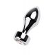 Silver anal plug TOYFA Metal with white round-shaped gem, length 8,2 cm, diameter 2,5-3,8 cm, weight