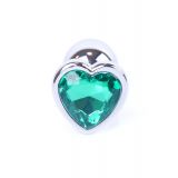 Анальна пробка - Jewellery Silver Heart Plug Green