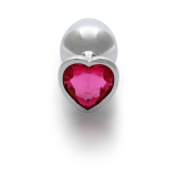 Анальна пробка - Ouch! Metal Butt Plug Medium Silver/Rubellite Pink