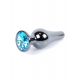 Анальна пробка - Jewellery Dark Silver Long Plug Light Blue