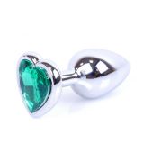 Анальна пробка - Jewellery Silver Heart Plug Green