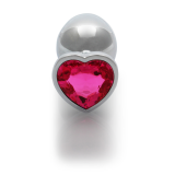 Анальна пробка - Ouch! Metal Butt Plug Large Silver/Rubellite Pink