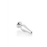 Silver anal plug TOYFA Metal with white round-shaped gem, length 9 cm, diameter 1,5-4 cm, weight 205