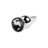 Silver anal plug TOYFA Metal with white round-shaped gem, length 9 cm, diameter 1,5-4 cm, weight 205