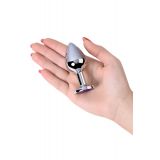 Анальный страз Metal By Toyfa, металл, серебристый, с кристаллом цвета аметист, 8 см, ø 3,4 см, 85 г