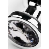 Silver anal plug TOYFA Metal with white round-shaped gem, length 9 cm, diameter 1,5-4 cm, weight 205