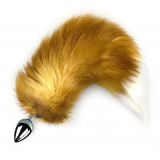 Металева анальна пробка з хвостом із натурального хутра Art of Sex size M Red fox