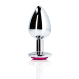 Анальна пробка - Ouch! Metal Butt Plug Large Silver/Rubellite Pink