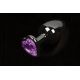 Пикантные Штучки, Большая графитовая анальная пробка с кристаллом в виде сердечка - 8,5Х4 см (изумрудный)