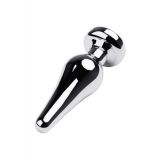 Silver anal plug TOYFA Metal with white round-shaped gem, length 9 cm, diameter 1,5-4 cm, weight 205