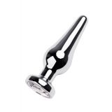 Silver anal plug TOYFA Metal with white round-shaped gem, length 9 cm, diameter 1,5-4 cm, weight 205