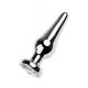 Silver anal plug TOYFA Metal with white round-shaped gem, length 9 cm, diameter 1,5-4 cm, weight 205
