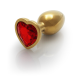 Анальна пробка - Ouch! Metal Butt Plug Small Gold/Ruby Red