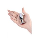 Анальна пробка - Silver anal plug with red gem